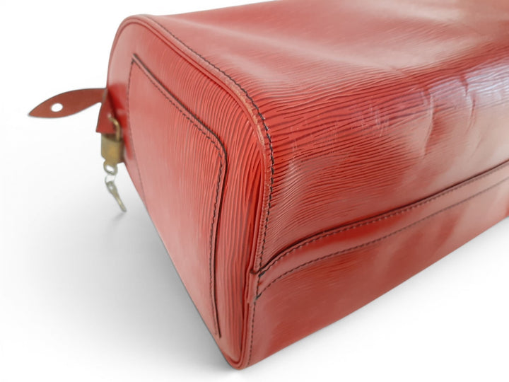 Louis Vuitton Handbag Speedy 30 M43007 Epi Red Boston Bag VI0932 Padlock Key6
