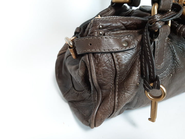 Chloe Paddington Dark Brown Glod Padlock Key Women's Hand Shoulder Bag1