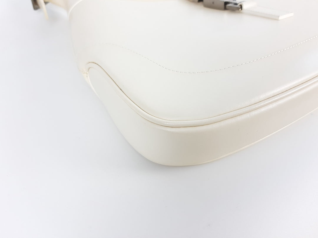 Gucci Jackie GG Canvas Handbag One Shoulder Tote Bag White Silver Hardware9