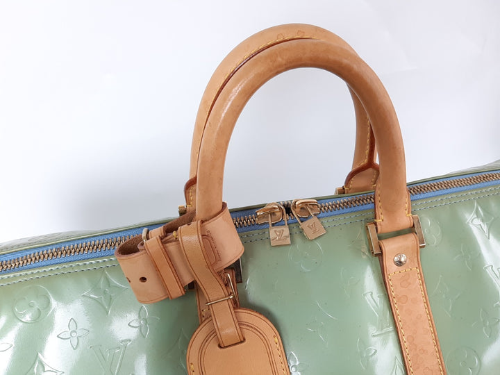 Louis Vuitton Vernis Mercer Boston Hand Bag Light Green M91001 BA09196