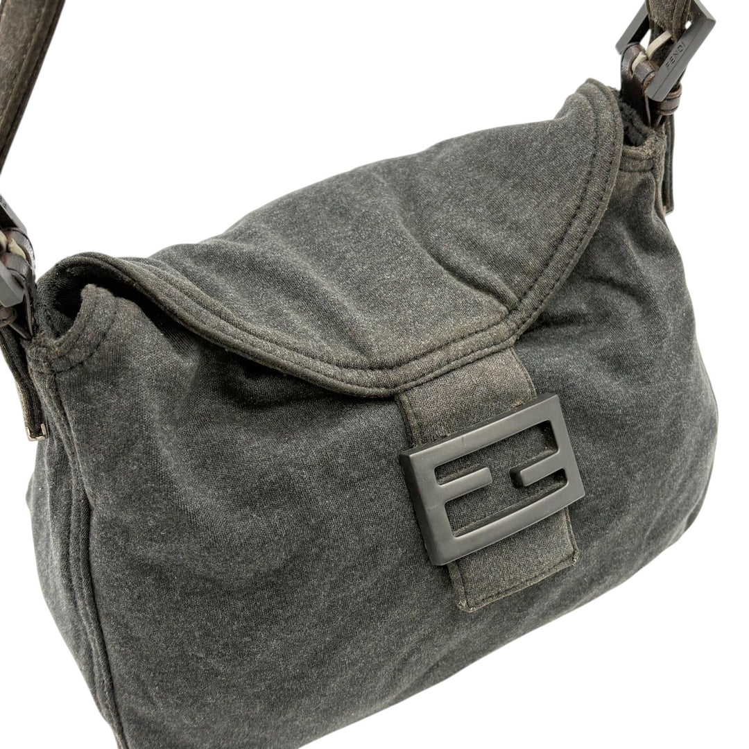 FENDI Zucca Mamma Baguette Shoulder Hand Bag Canvas Leather Gray2