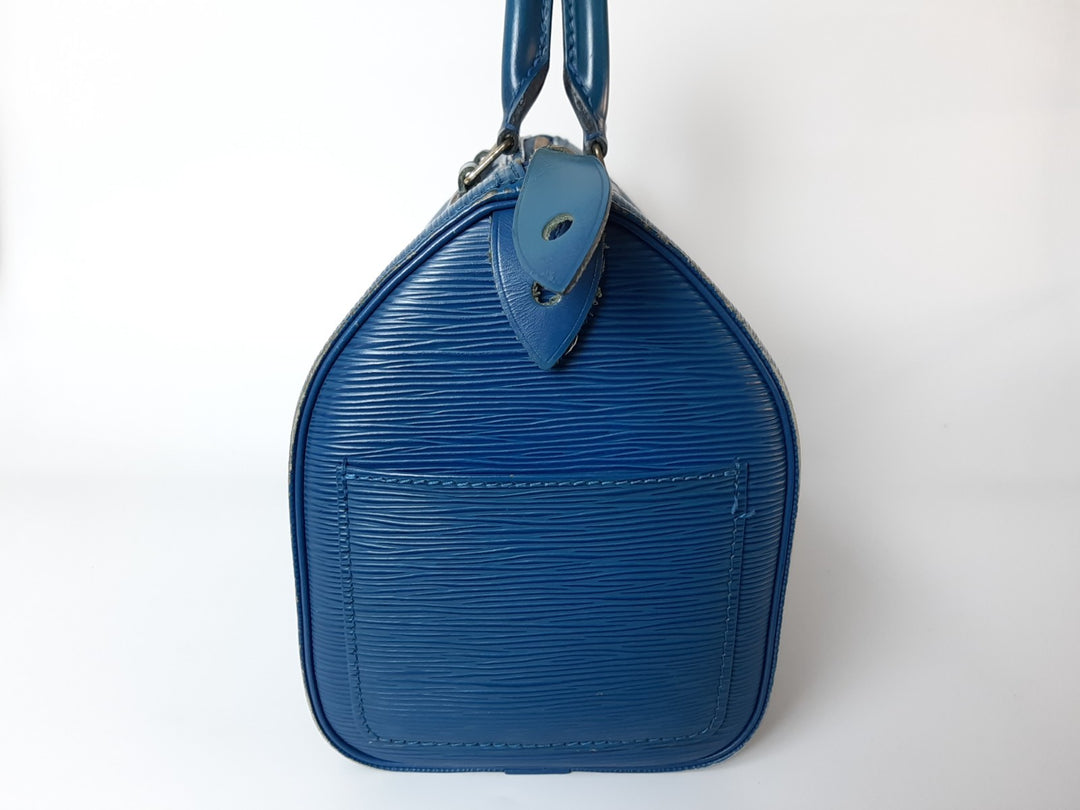 Louis Vuitton Handbag Speedy 25 Epi Leather M43015 Blue Boston VI1904 Padlock5