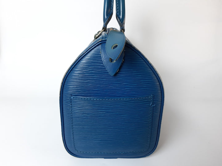 Louis Vuitton Handbag Speedy 25 Epi Leather M43015 Blue Boston VI1904 Padlock5