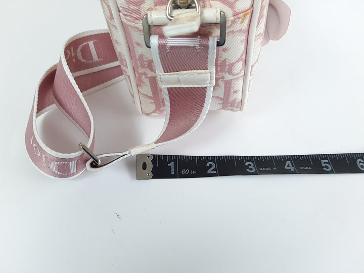 Christian Dior Trotter Canvas Shoulder Bag Pink Silver Shoulder Strap14