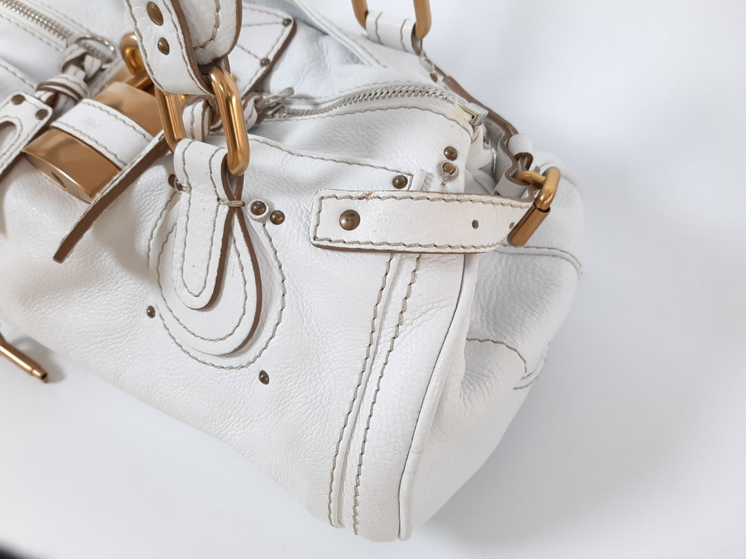 Chloe Paddington White Glod Padlock Key Women's Hand Shoulder Bag4