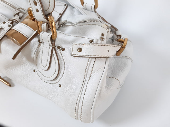 Chloe Paddington White Glod Padlock Key Women's Hand Shoulder Bag4
