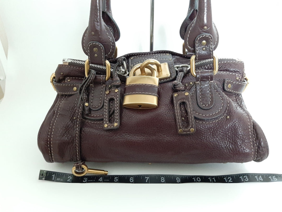 Chloe Paddington Brown Glod Padlock Key Women's Hand Shoulder Bag18