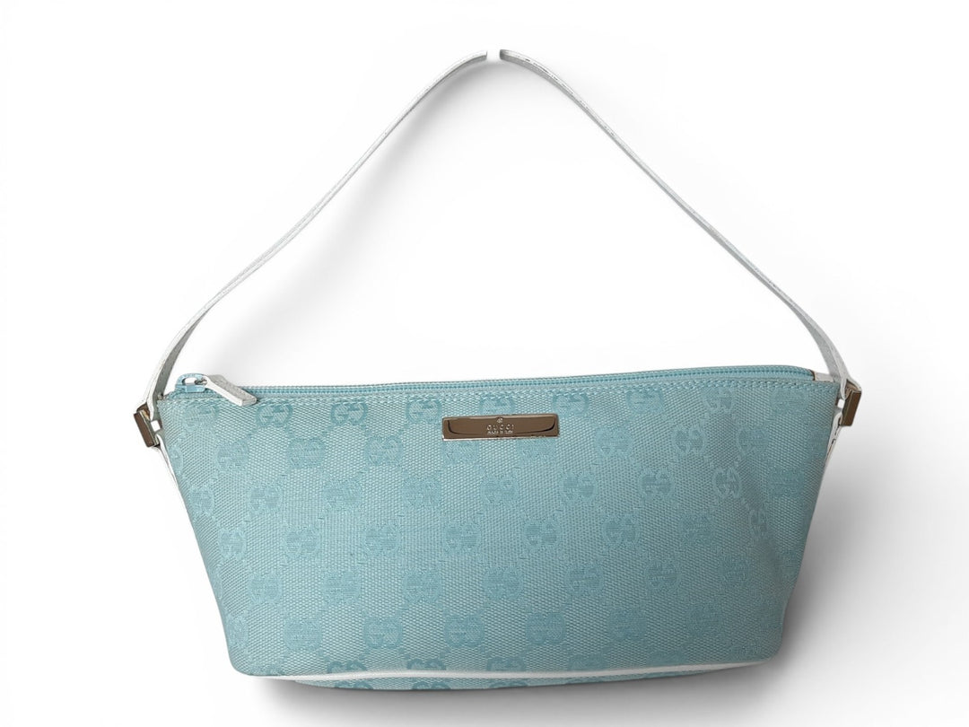 Gucci Bag Accessory Pouch Purse GG Canvas Blue White Gold Hardware0