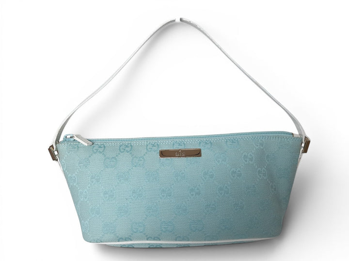 Gucci Bag Accessory Pouch Purse GG Canvas Blue White Gold Hardware0