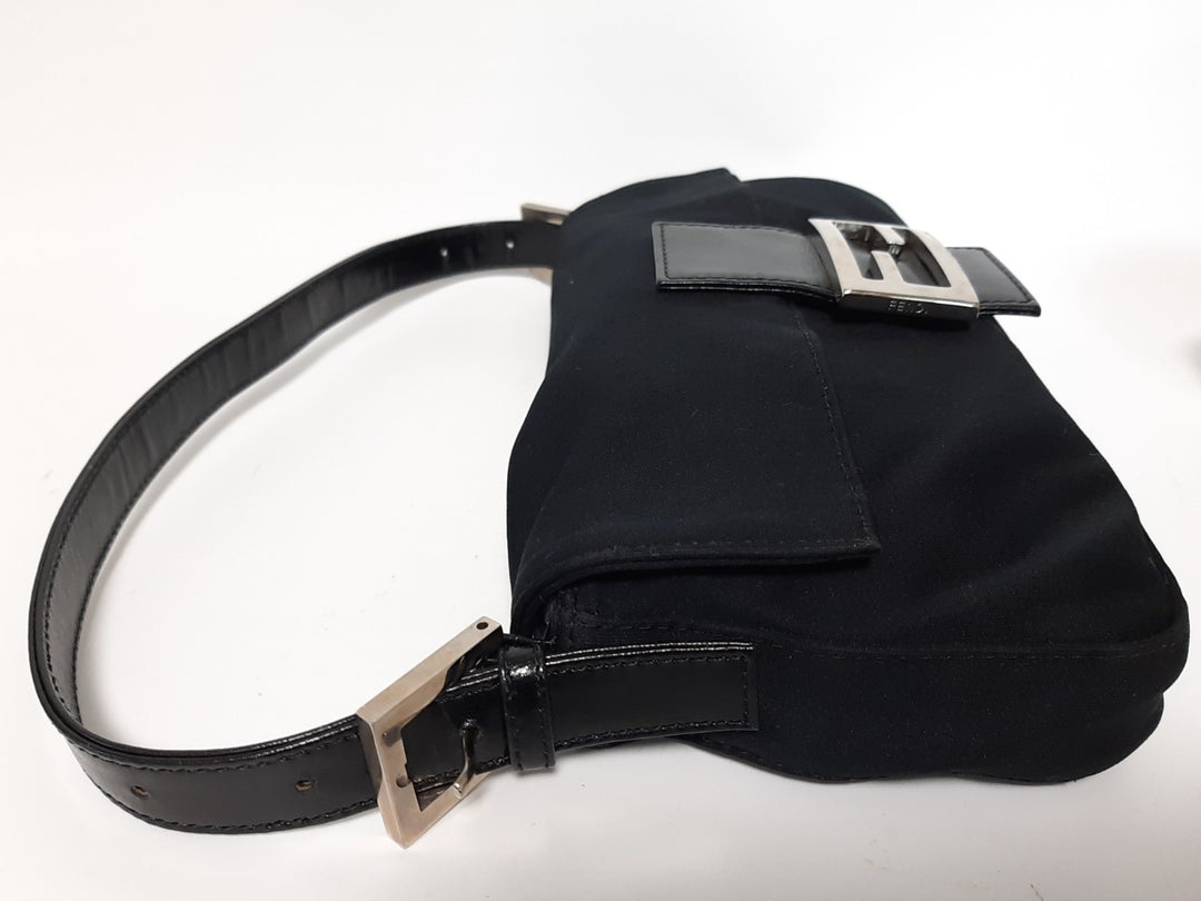 FENDI Zucca Mamma Baguette Shoulder Hand Bag Canvas Leather Black3