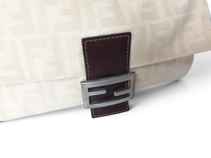 FENDI Zucca Mamma Baguette Shoulder Hand Bag Canvas Leather Beige10