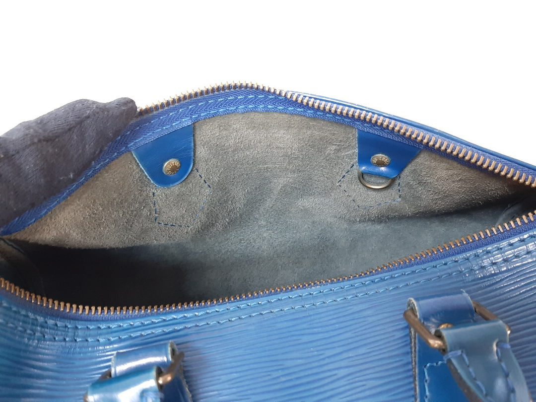 Louis Vuitton Handbag Speedy 25 Epi Leather M43015 Blue Boston VI1904 Padlock12