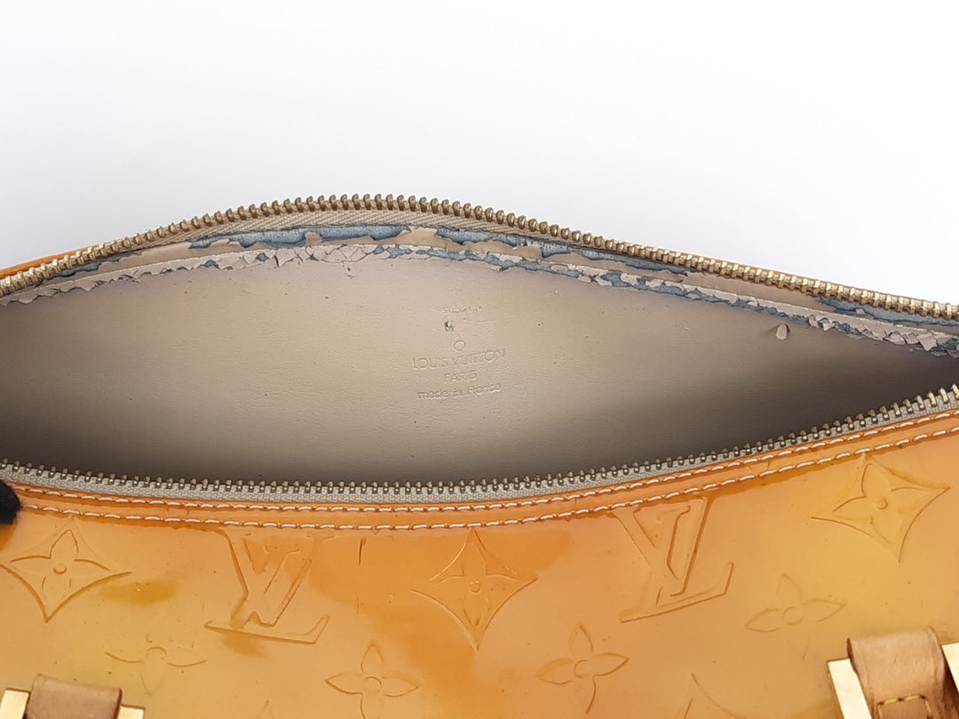 Louis Vuitton Vernis Bedford Hand Bag M91006 Monogram Yellow TH09596