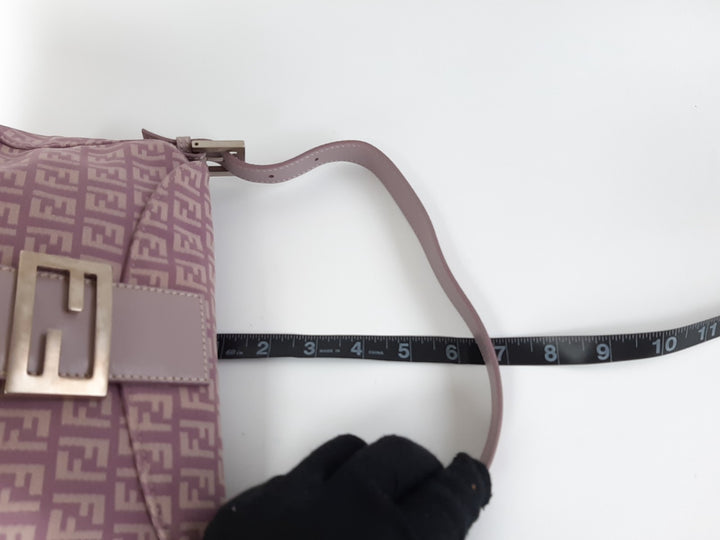 FENDI Zucca Mamma Baguette Shoulder Hand Bag Canvas Leather Pink Dust Bag16