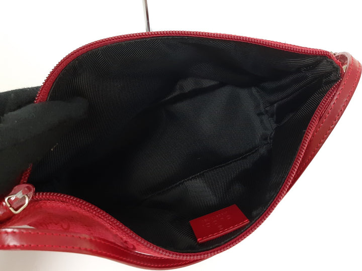 Gucci Bag Accessory Pouch Purse GG Canvas Red Silver Hardware8