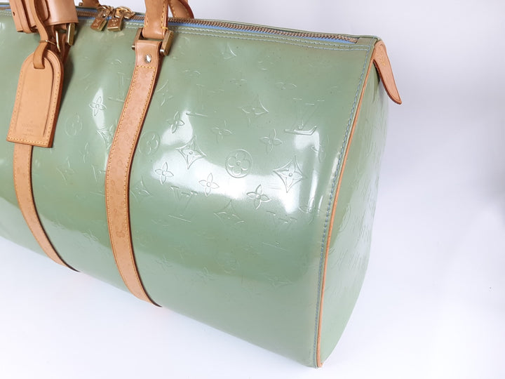 Louis Vuitton Vernis Mercer Boston Hand Bag Light Green M91001 BA09194