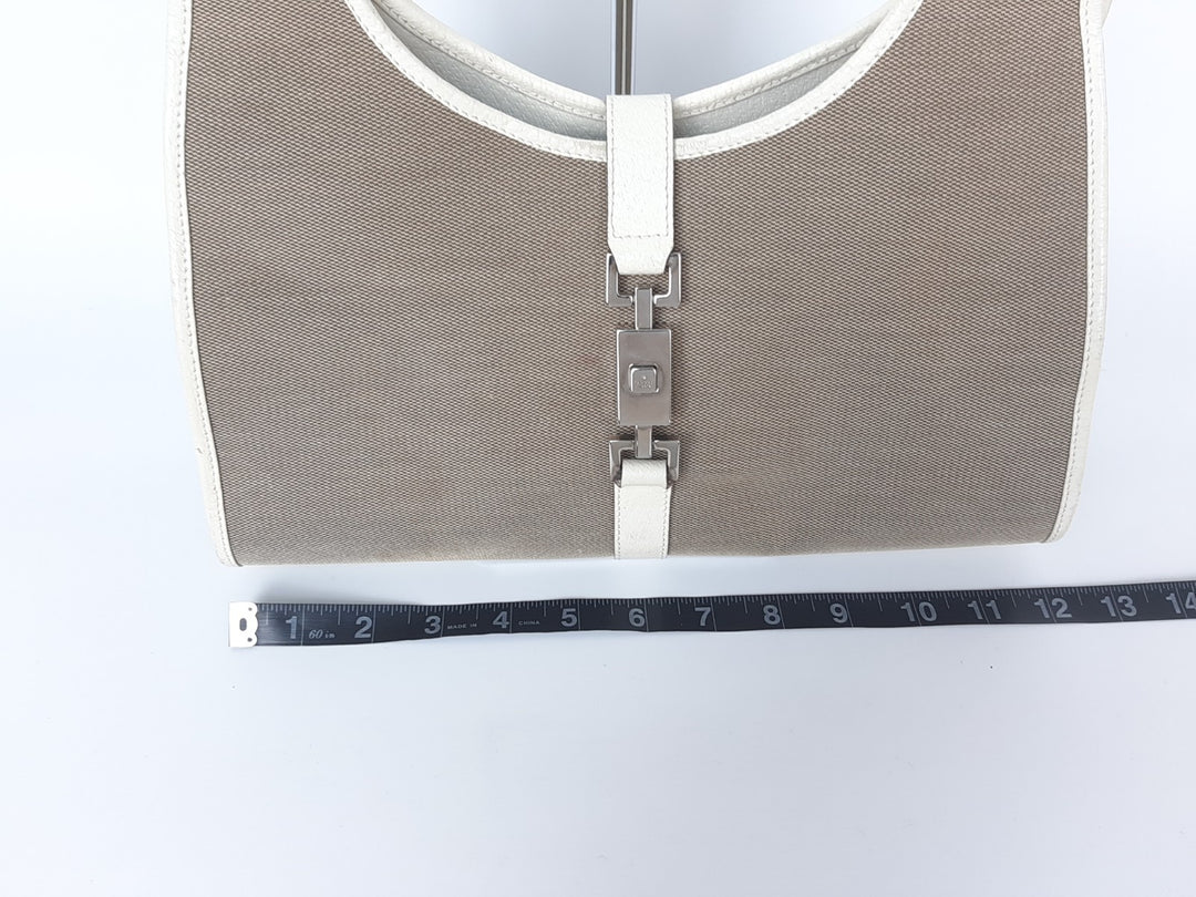 Gucci Jackie GG Canvas Handbag One Shoulder Tote Bag Beige Brown Silver Hardware15