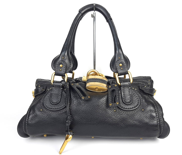 Chloe Paddington Black Glod Padlock Key Women's Hand Shoulder Bag0