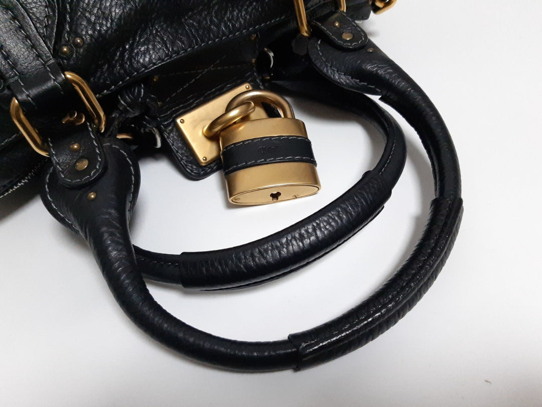 Chloe Paddington Black Glod Padlock Key Women's Hand Shoulder Bag Dust Bag11