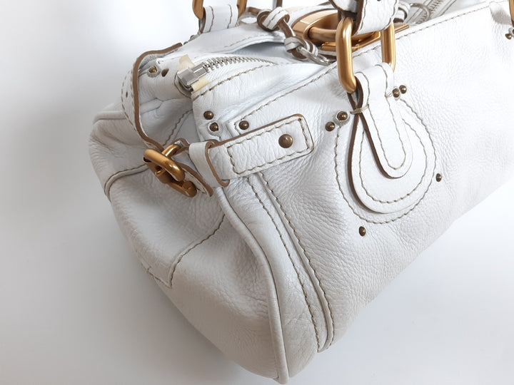 Chloe Paddington White Glod Padlock Key Women's Hand Shoulder Bag7