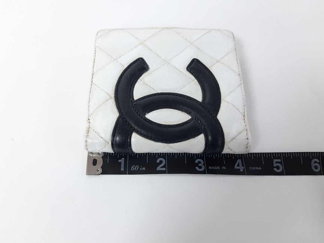 CHANEL Cambon Folding Lambskin Black x White Pink Silver Hardware10