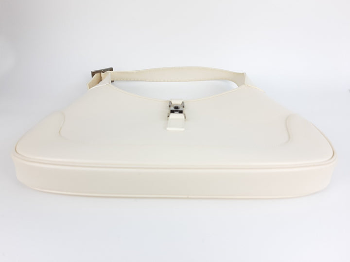 Gucci Jackie GG Canvas Handbag One Shoulder Tote Bag White Silver Hardware8