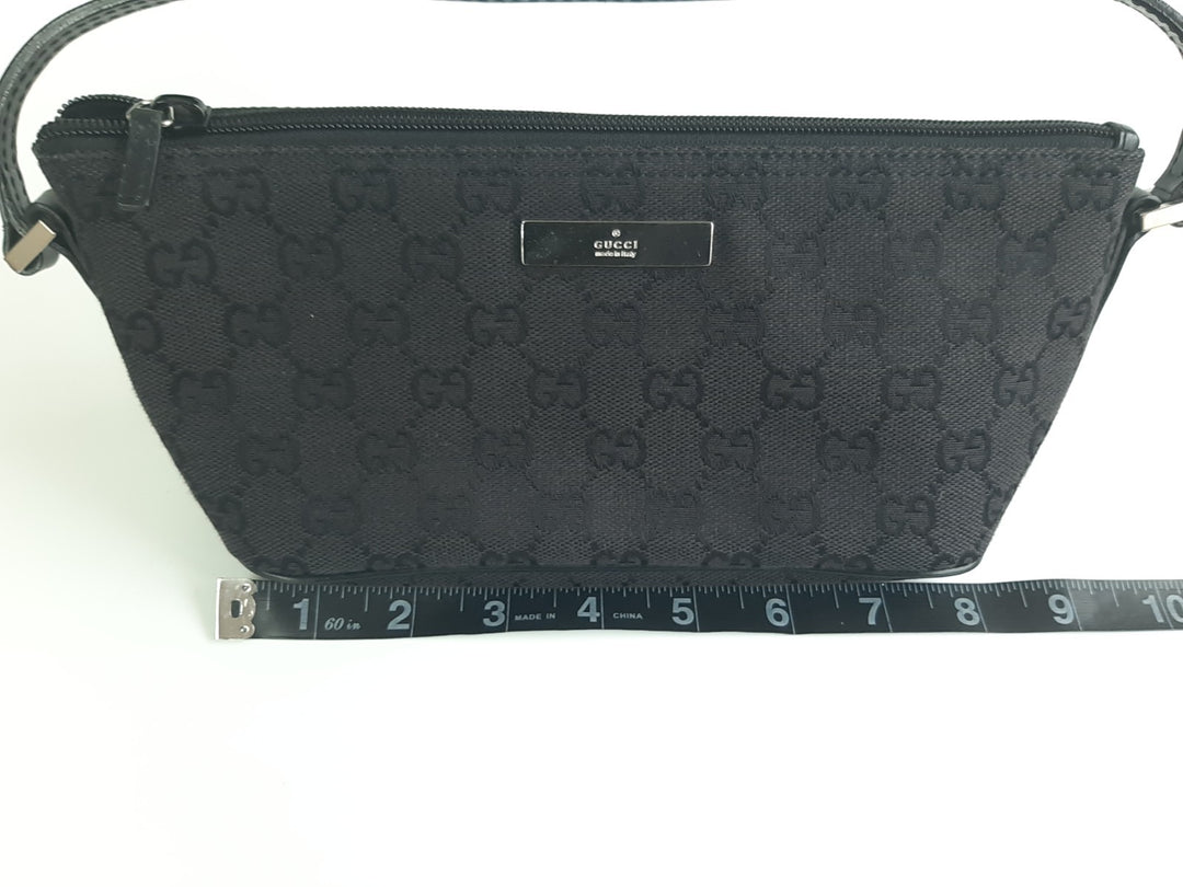 Gucci Bag Accessory Pouch Purse GG Canvas Black Silver Hardware10