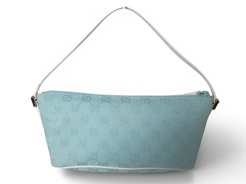 Gucci Bag Accessory Pouch Purse GG Canvas Blue White Gold Hardware1