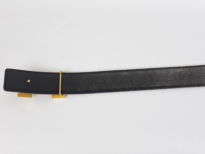 HERMES Constance H Buckle Belt Reversible Leather Brown Black Gold Size 755