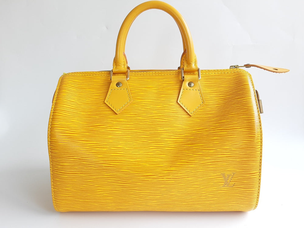 Louis Vuitton Handbag Speedy 25 Epi Leather M43019 Yellow Boston VI0955 Padlock1