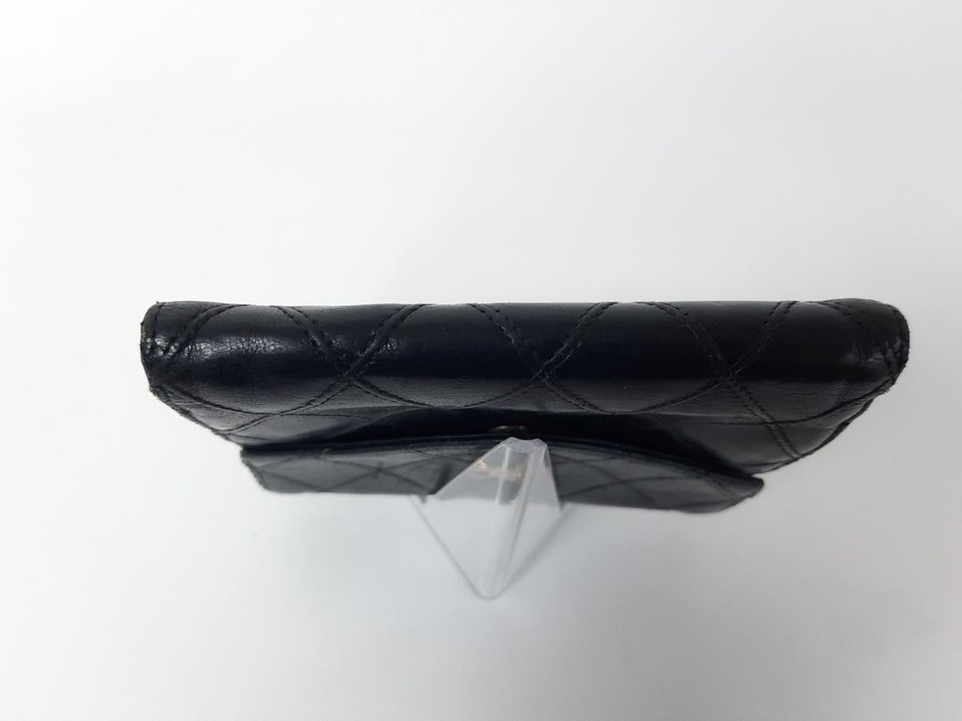 Chanel Bicolore Quilted Leather Folding Wallet Black CC Logo Silver5