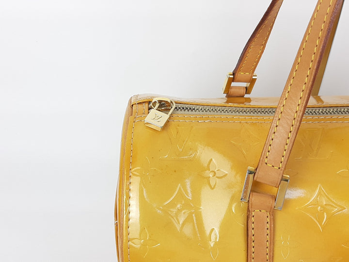 Louis Vuitton Vernis Bedford Hand Bag M91006 Monogram Yellow VI00313
