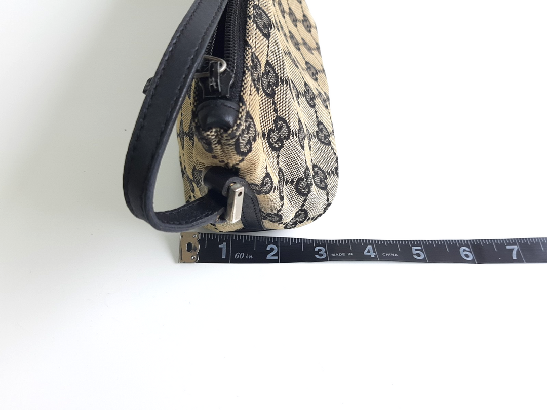 Gucci Bag Accessory Pouch Purse GG Canvas Gray Brown Silver Hardware10