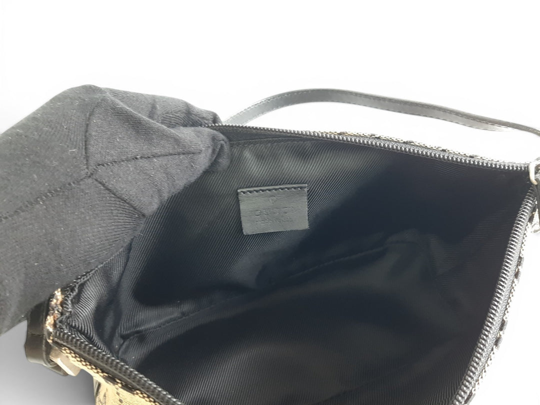 Gucci Bag Accessory Pouch Purse GG Canvas Gray Brown Silver Hardware7