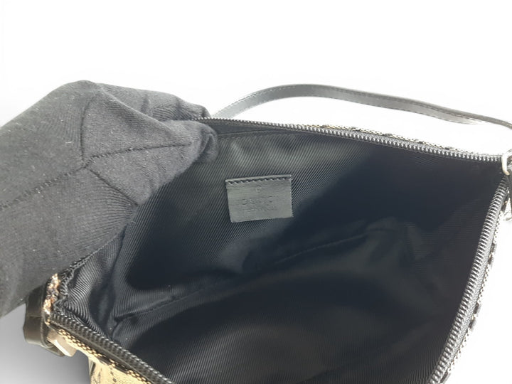 Gucci Bag Accessory Pouch Purse GG Canvas Gray Brown Silver Hardware7