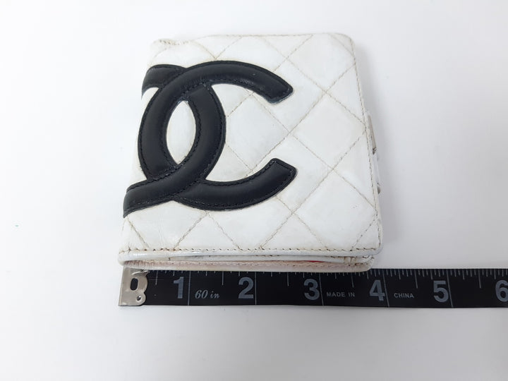 CHANEL Cambon Folding Lambskin Black x White Pink Silver Hardware11