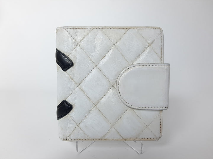 CHANEL Cambon Folding Lambskin Black x White Pink Silver Hardware1