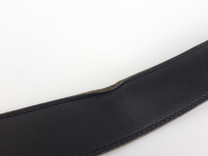 HERMES Constance H Buckle Belt Reversible Leather Orange Black Silver Size 753