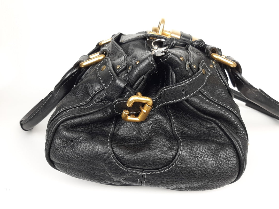 Chloe Paddington Black Glod Padlock Key Women's Hand Shoulder Bag4