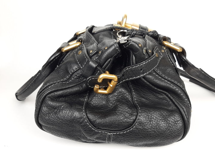 Chloe Paddington Black Glod Padlock Key Women's Hand Shoulder Bag4