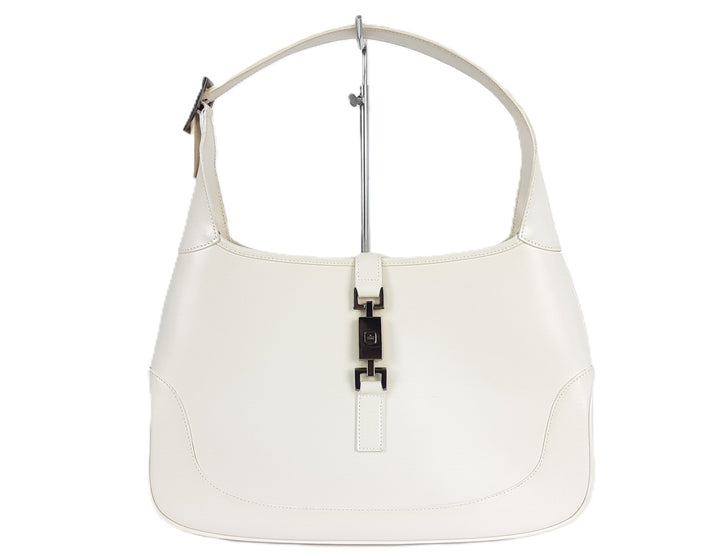 Gucci Jackie GG Canvas Handbag One Shoulder Tote Bag White Silver Hardware0