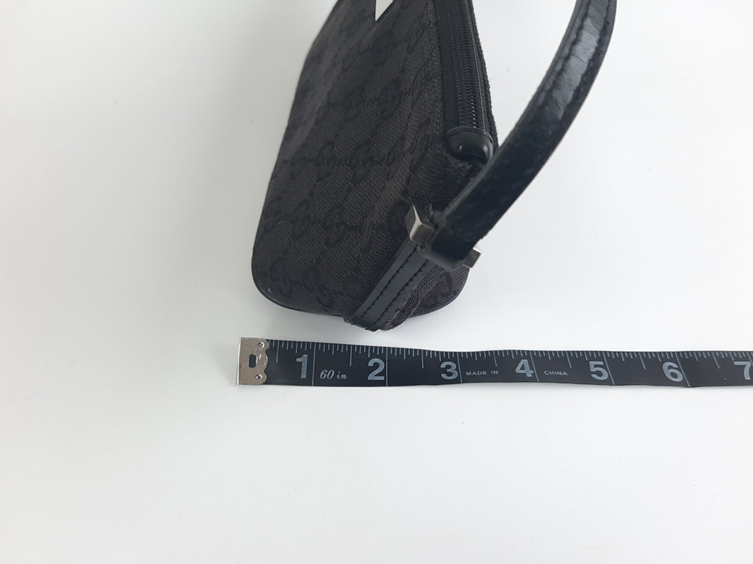 Gucci Bag Accessory Pouch Purse GG Canvas Black Silver Hardware11