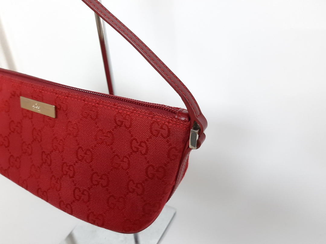 Gucci Bag Accessory Pouch Purse GG Canvas Red Silver Hardware2
