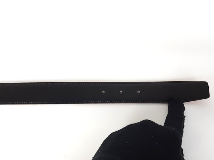 HERMES Constance H Buckle Belt Reversible Leather Orange Black Silver Size 70 R8