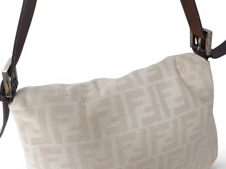 FENDI Zucca Mamma Baguette Shoulder Hand Bag Canvas Leather Beige7