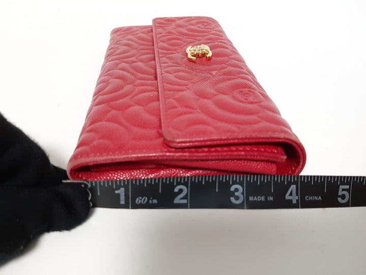CHANEL Camellia Long Flap Wallet Pink Calfskin 2287666712