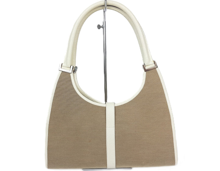 Gucci Jackie GG Canvas Handbag One Shoulder Tote Bag Beige Brown Silver Hardware1