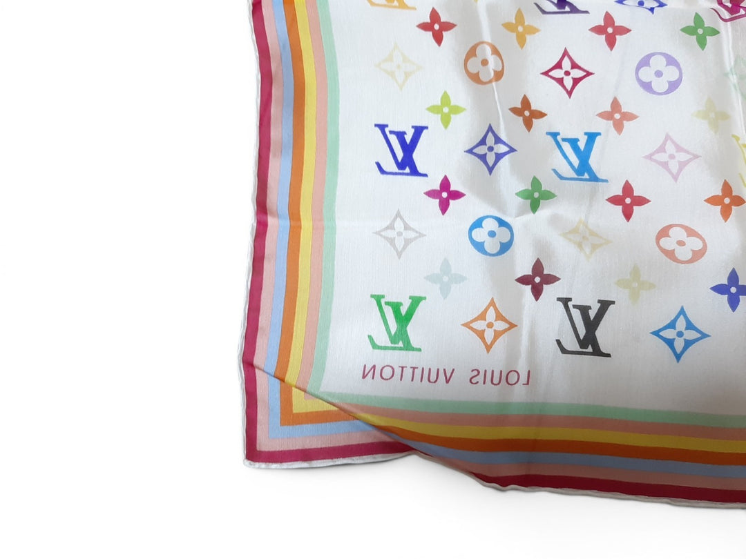 Louis Vuitton Multicolor Scarf Monogram White Takashi Murakami Box9