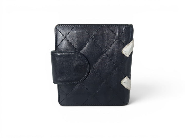 CHANEL Cambon Folding Lambskin Black x White Pink Silver Hardware1