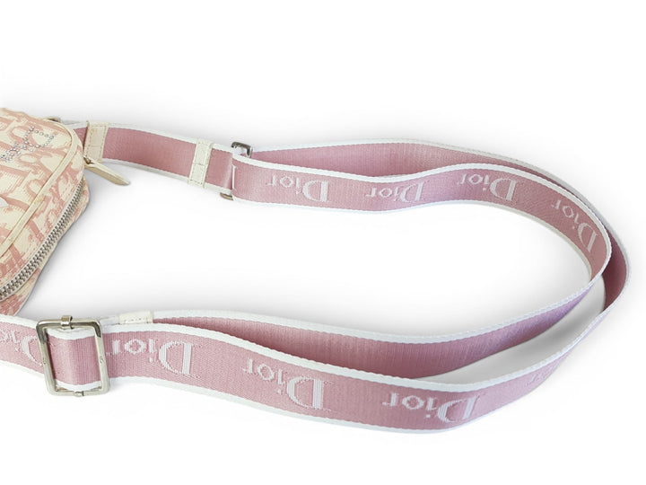 Christian Dior Trotter Canvas Shoulder Bag Pink Silver Shoulder Strap6